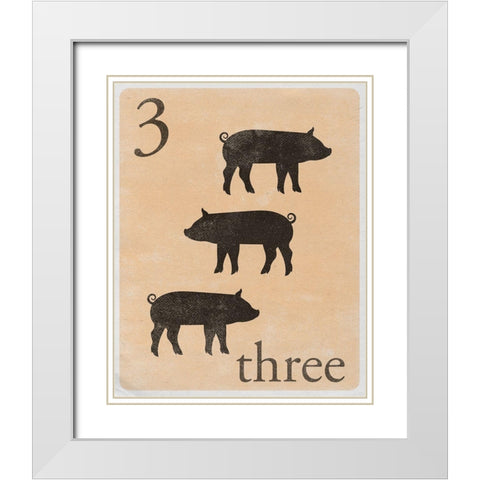 Count by Farm Animals III White Modern Wood Framed Art Print with Double Matting by SD Graphics Studio