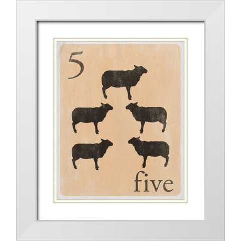 Count by Farm Animals V White Modern Wood Framed Art Print with Double Matting by SD Graphics Studio