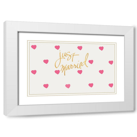 Just Married White Modern Wood Framed Art Print with Double Matting by SD Graphics Studio