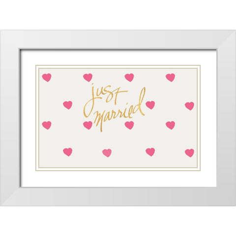 Just Married White Modern Wood Framed Art Print with Double Matting by SD Graphics Studio