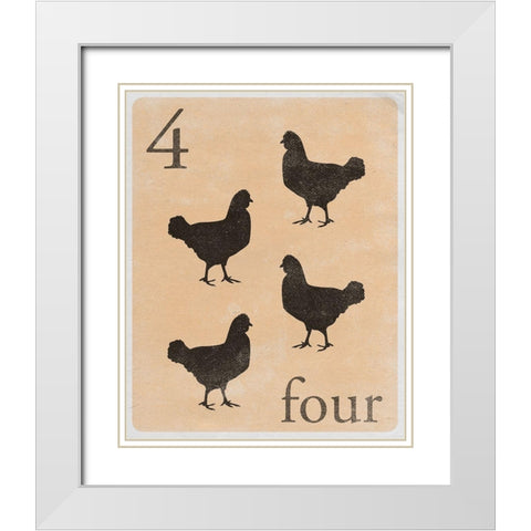 Count by Farm Animals IV White Modern Wood Framed Art Print with Double Matting by SD Graphics Studio