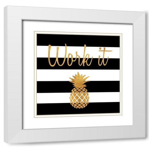 Work It White Modern Wood Framed Art Print with Double Matting by SD Graphics Studio