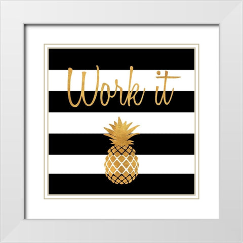 Work It White Modern Wood Framed Art Print with Double Matting by SD Graphics Studio
