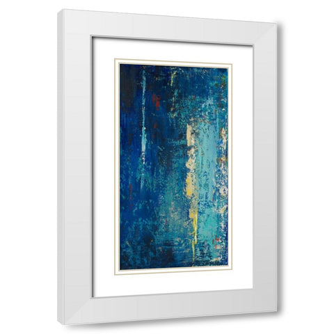 Deep Blue Abstract White Modern Wood Framed Art Print with Double Matting by Pinto, Patricia