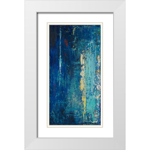 Deep Blue Abstract White Modern Wood Framed Art Print with Double Matting by Pinto, Patricia