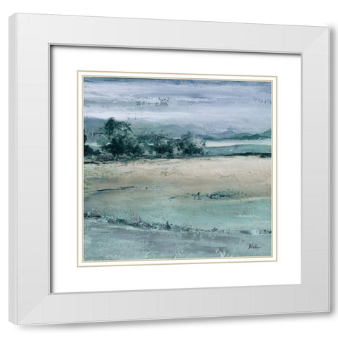 The Blue Forest Square I White Modern Wood Framed Art Print with Double Matting by Pinto, Patricia