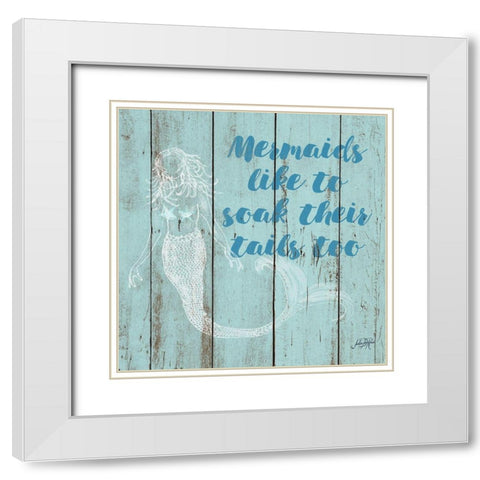 Mermaid Saying II White Modern Wood Framed Art Print with Double Matting by DeRice, Julie