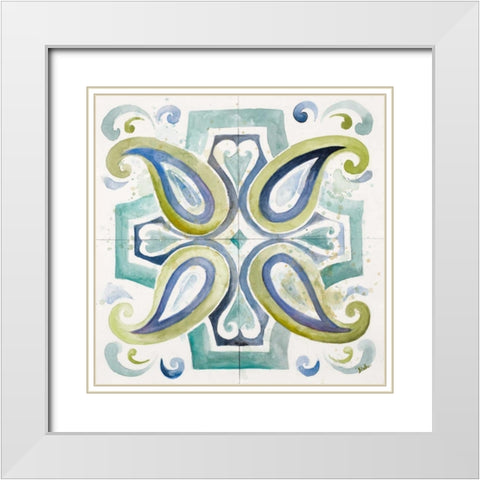 Contemporary Tiles with Paisley White Modern Wood Framed Art Print with Double Matting by Pinto, Patricia