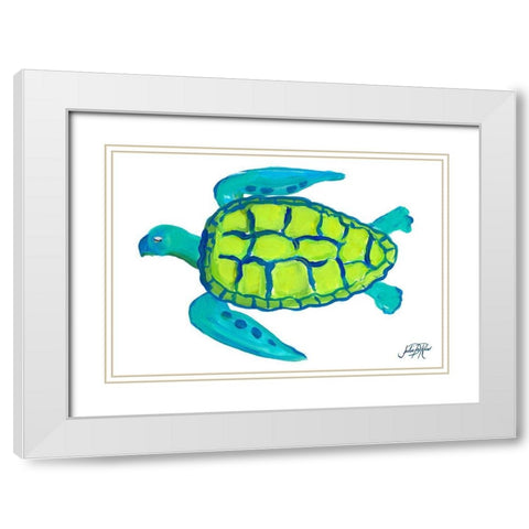 Sea Turtle I White Modern Wood Framed Art Print with Double Matting by DeRice, Julie