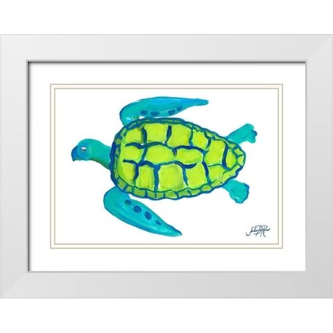 Sea Turtle I White Modern Wood Framed Art Print with Double Matting by DeRice, Julie