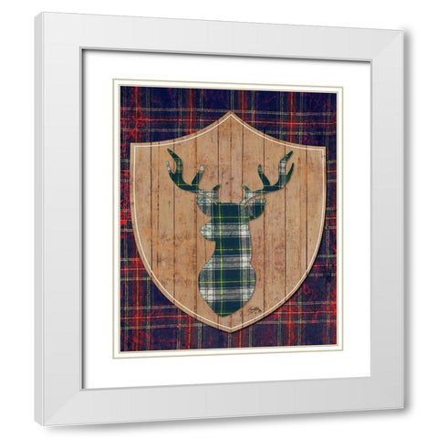 Tartan Shield On Plaid II White Modern Wood Framed Art Print with Double Matting by Medley, Elizabeth