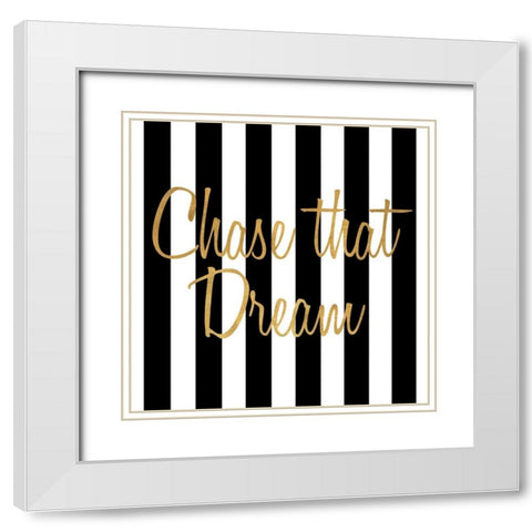 Chase That Dream Stripes White Modern Wood Framed Art Print with Double Matting by SD Graphics Studio