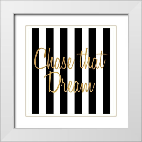 Chase That Dream Stripes White Modern Wood Framed Art Print with Double Matting by SD Graphics Studio