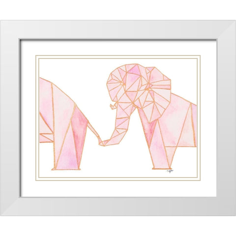 Follow The Elephant White Modern Wood Framed Art Print with Double Matting by James, Nola