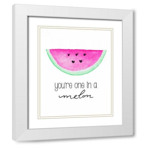Youre One in a Melon White Modern Wood Framed Art Print with Double Matting by Papa, Kat