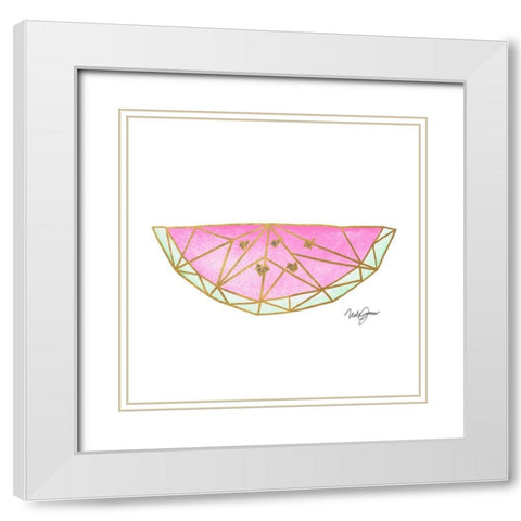 Origami Watermelon White Modern Wood Framed Art Print with Double Matting by James, Nola