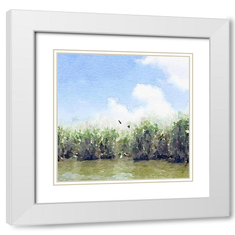 Watercolor Black Hammock Lake White Modern Wood Framed Art Print with Double Matting by James, Nola
