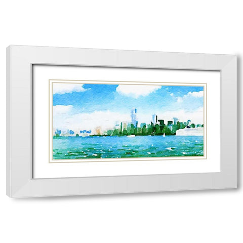 Watercolor NYC Skyline I White Modern Wood Framed Art Print with Double Matting by James, Nola