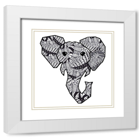 Retro Elephant White Modern Wood Framed Art Print with Double Matting by James, Nola