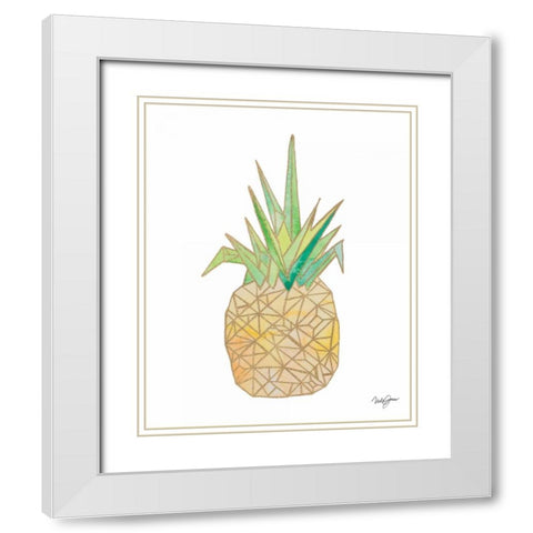 Origami Pineapple White Modern Wood Framed Art Print with Double Matting by James, Nola
