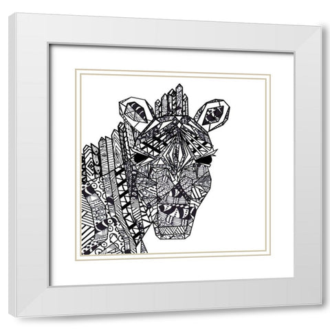Coloring Book Zebra White Modern Wood Framed Art Print with Double Matting by James, Nola