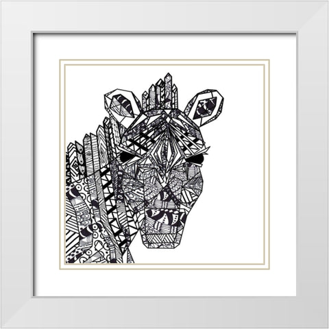 Coloring Book Zebra White Modern Wood Framed Art Print with Double Matting by James, Nola