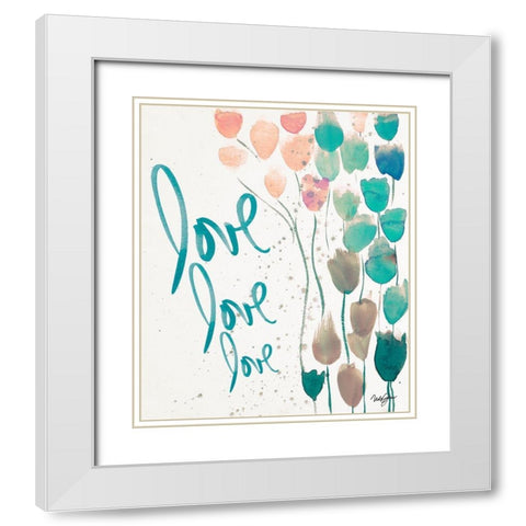 Ballooned Love White Modern Wood Framed Art Print with Double Matting by James, Nola