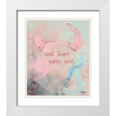 Wild Heart Gypsy Soul White Modern Wood Framed Art Print with Double Matting by Papa, Kat