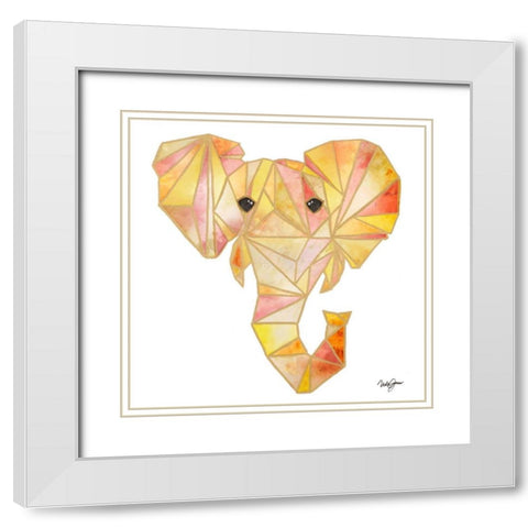 Retro Orange Elephant Square White Modern Wood Framed Art Print with Double Matting by James, Nola