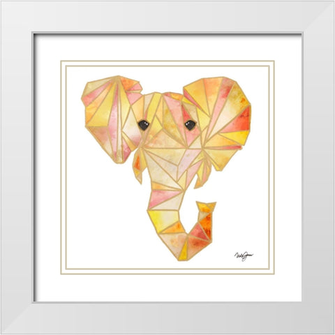 Retro Orange Elephant Square White Modern Wood Framed Art Print with Double Matting by James, Nola