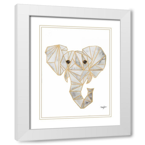 Retro Elephant Rectangle White Modern Wood Framed Art Print with Double Matting by James, Nola