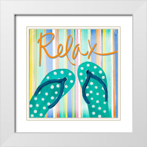 Flip Flop Retreat III White Modern Wood Framed Art Print with Double Matting by DeRice, Julie