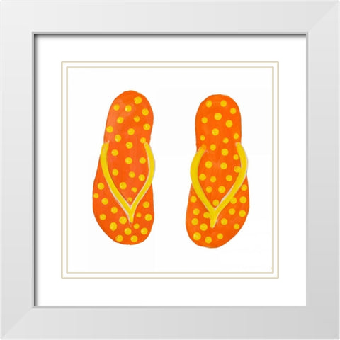 Polka Dot Flip Flops III White Modern Wood Framed Art Print with Double Matting by DeRice, Julie