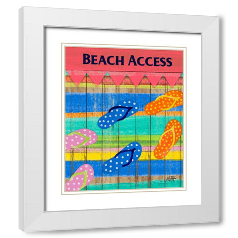 Colorful Beach Access White Modern Wood Framed Art Print with Double Matting by DeRice, Julie