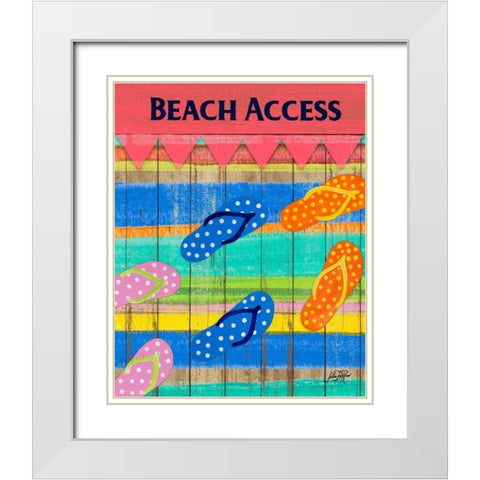 Colorful Beach Access White Modern Wood Framed Art Print with Double Matting by DeRice, Julie