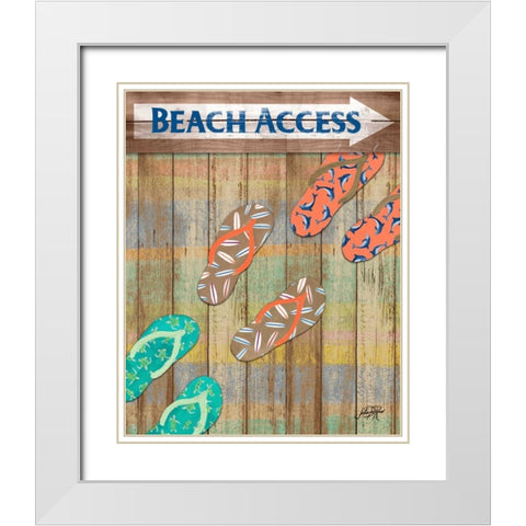 Woody Beach Access White Modern Wood Framed Art Print with Double Matting by DeRice, Julie