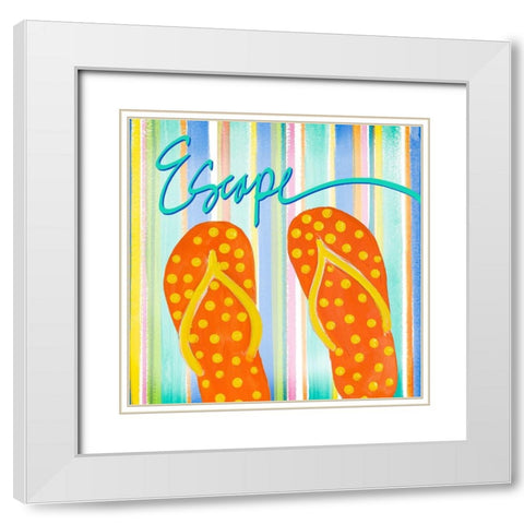 Flip Flop Retreat IV White Modern Wood Framed Art Print with Double Matting by DeRice, Julie