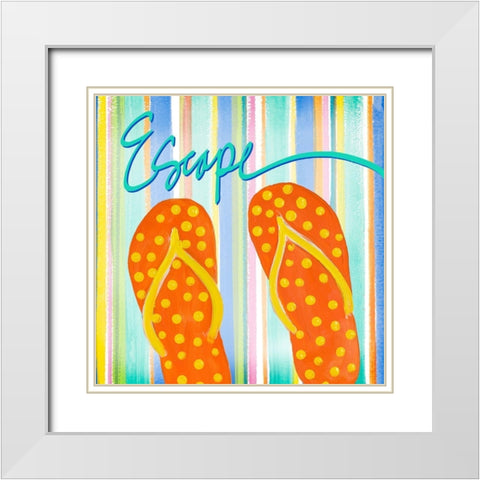 Flip Flop Retreat IV White Modern Wood Framed Art Print with Double Matting by DeRice, Julie