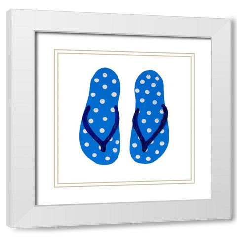 Polka Dot Flip Flops II White Modern Wood Framed Art Print with Double Matting by DeRice, Julie