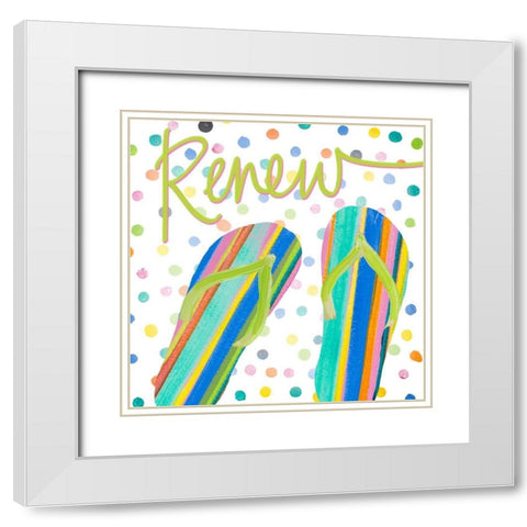Flip Flop Retreat II White Modern Wood Framed Art Print with Double Matting by DeRice, Julie