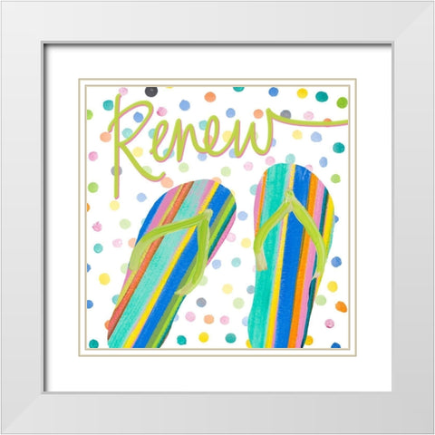 Flip Flop Retreat II White Modern Wood Framed Art Print with Double Matting by DeRice, Julie