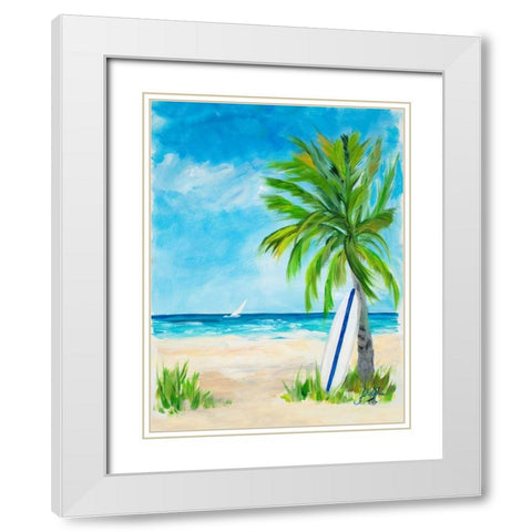 Tropical Surf I White Modern Wood Framed Art Print with Double Matting by DeRice, Julie