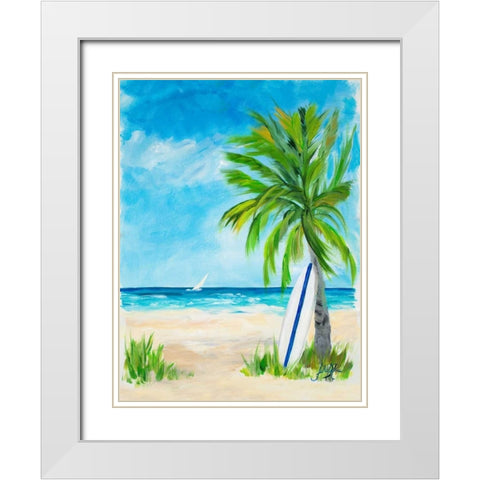 Tropical Surf I White Modern Wood Framed Art Print with Double Matting by DeRice, Julie