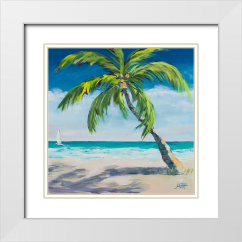 Under the Palms Breeze I White Modern Wood Framed Art Print with Double Matting by DeRice, Julie
