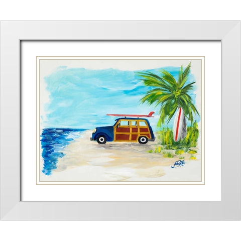 Tropical Vacation I White Modern Wood Framed Art Print with Double Matting by DeRice, Julie