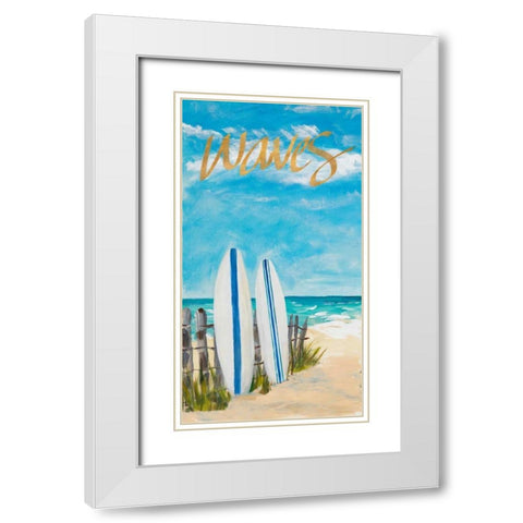 Waves and Surf White Modern Wood Framed Art Print with Double Matting by DeRice, Julie
