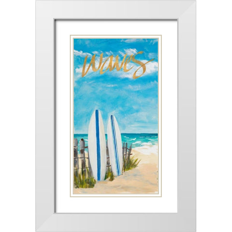 Waves and Surf White Modern Wood Framed Art Print with Double Matting by DeRice, Julie