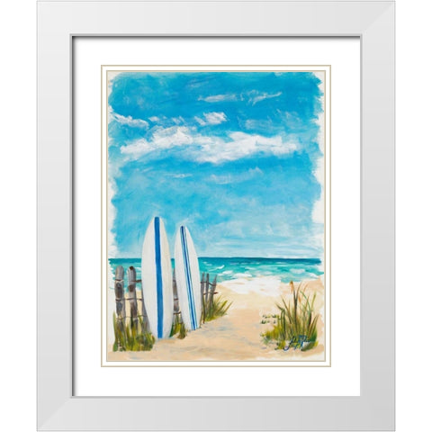 Tropical Surf II White Modern Wood Framed Art Print with Double Matting by DeRice, Julie