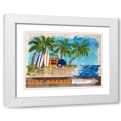 Surf Boards White Modern Wood Framed Art Print with Double Matting by DeRice, Julie