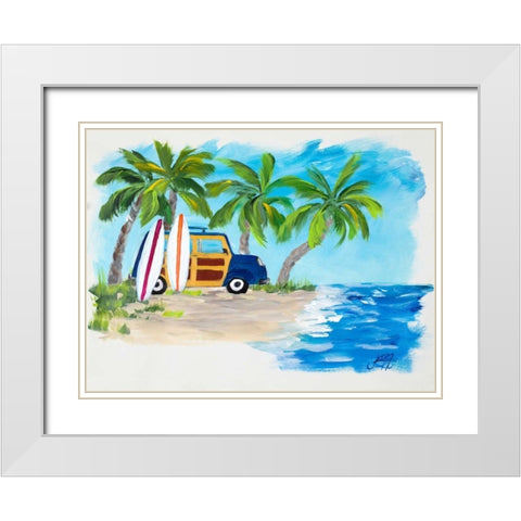 Tropical Vacation II White Modern Wood Framed Art Print with Double Matting by DeRice, Julie